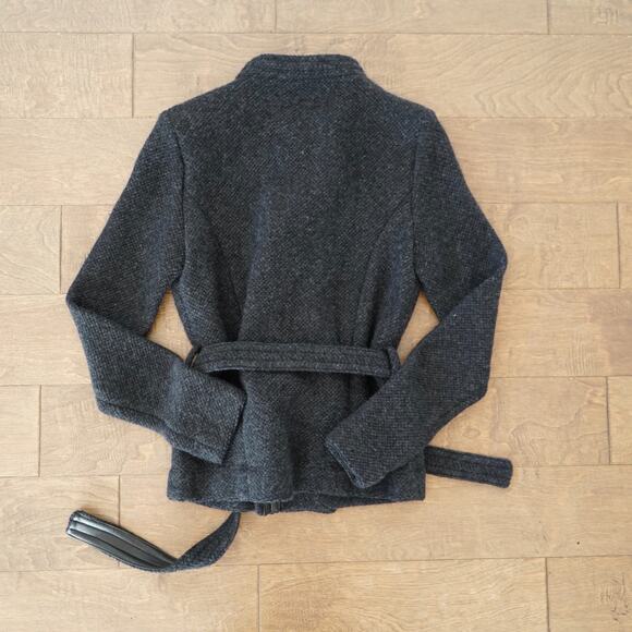 IRO AWA PERMANENT COLLECTION LEATHER TRIMMED WOOL Womens Wool Jacket Size 38 M - Picture 10 of 11